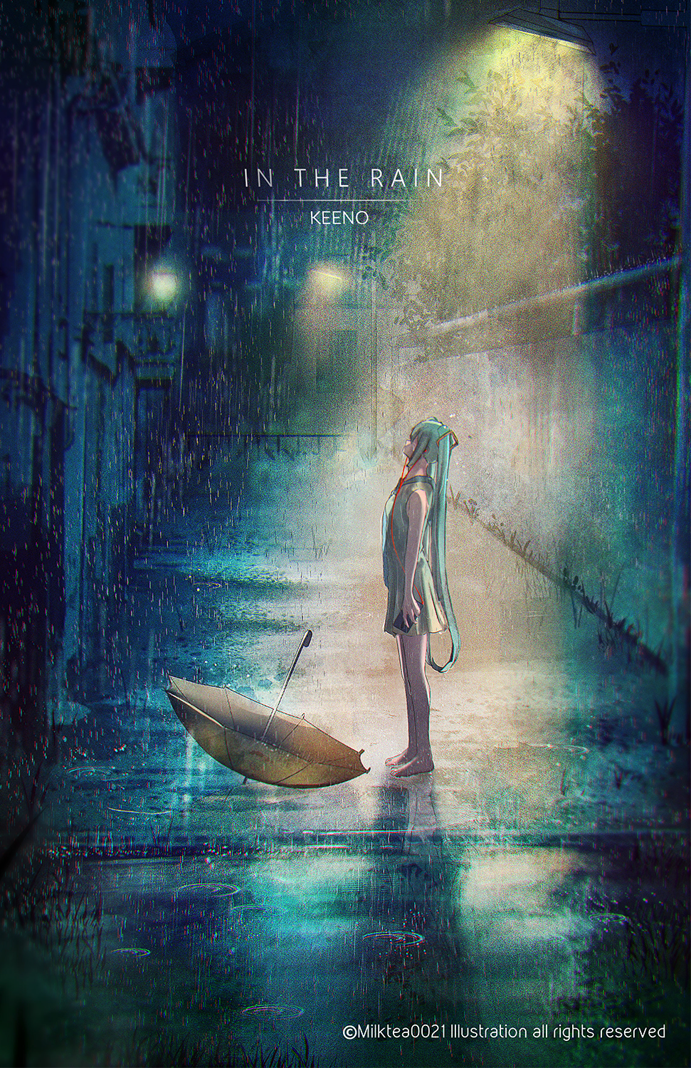 Miku fanart – in the rain 4×5